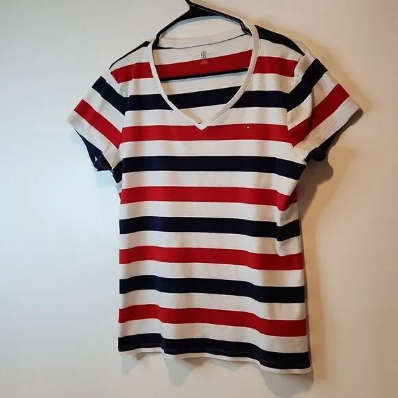Tommy Hilfiger Short Sleeve Shirt Independence Day Red/White/Blue Women's Sz XL - Picture 3 of 9